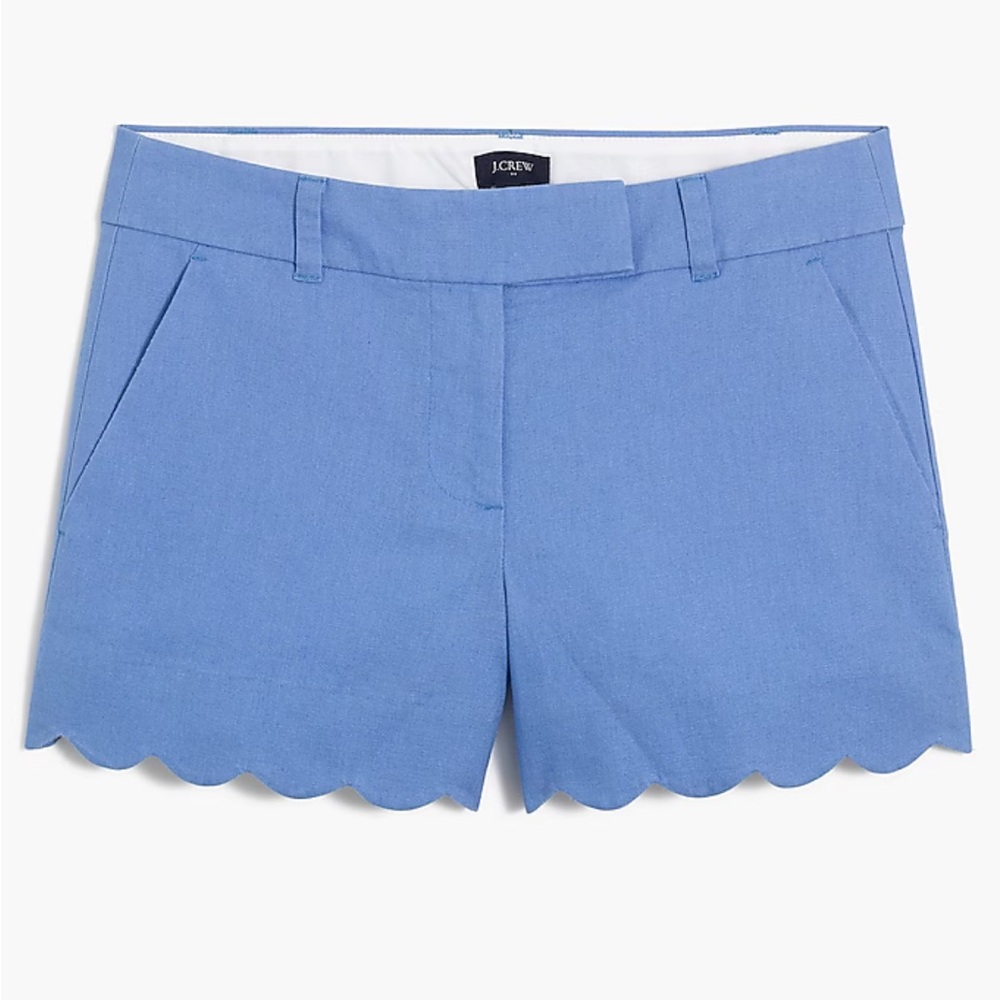 J. Crew 4" Linen Cotton Scalloped Hem Shorts
